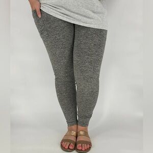 Heather Gray Fleece Lined Leggings with Pockets - sz OS